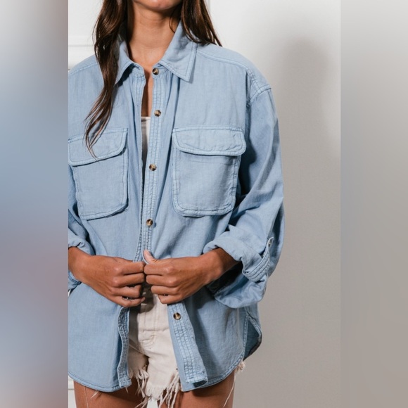 BiBi Button Down Stitch Detail Shirt with Chest Pockets 10010064357 - Picture 5 of 5